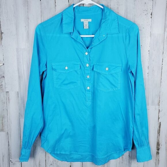J.Crew Button Pullover Top Blue Size O XS - Picture 1 of 7